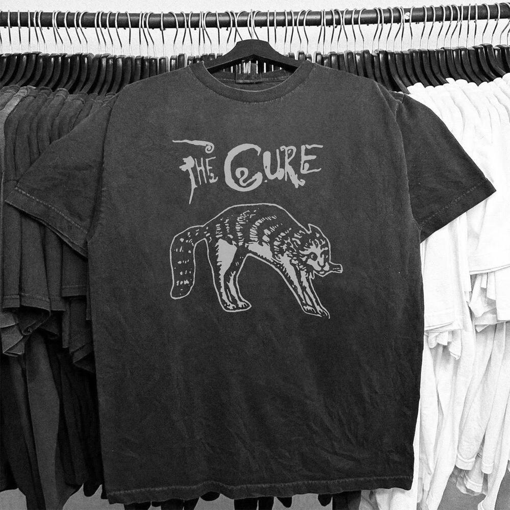 Black The Cure Cat Streetwear Tee
